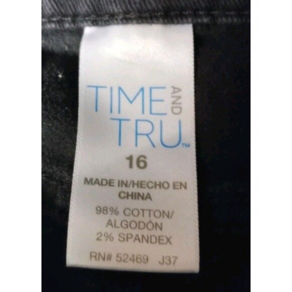 Time And Tru Women's Capris Black Sz 14 Mid-Rise Regular Denim Straight - Picture 5 of 6